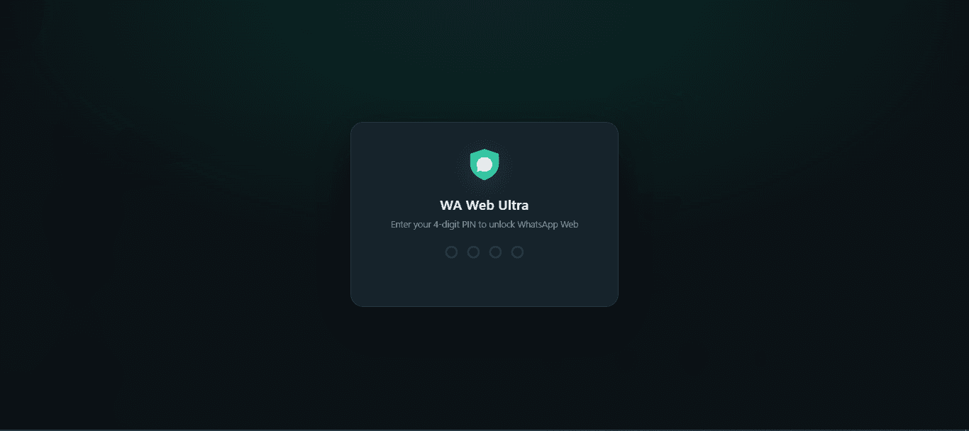 A 4-digit PIN lock screen covering WhatsApp Web.